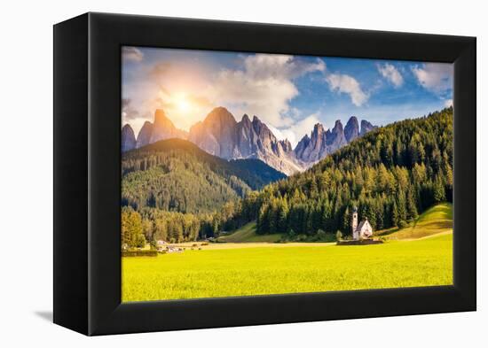 Countryside View of the Valley Santa Maddalena in the National Park Puez Odle or Geisler (Val Di Fu-Leonid Tit-Framed Premier Image Canvas