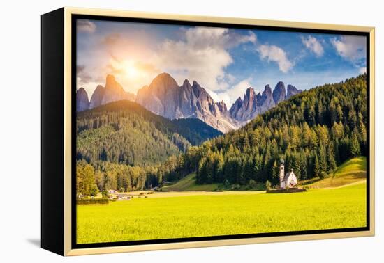 Countryside View of the Valley Santa Maddalena in the National Park Puez Odle or Geisler (Val Di Fu-Leonid Tit-Framed Premier Image Canvas