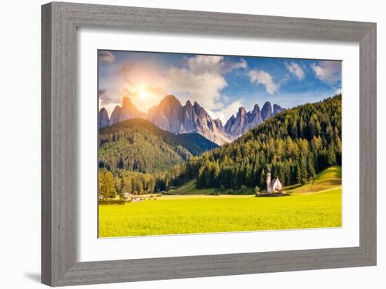 Countryside View of the Valley Santa Maddalena in the National Park Puez Odle or Geisler (Val Di Fu-Leonid Tit-Framed Photographic Print