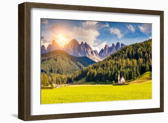 Countryside View of the Valley Santa Maddalena in the National Park Puez Odle or Geisler (Val Di Fu-Leonid Tit-Framed Photographic Print