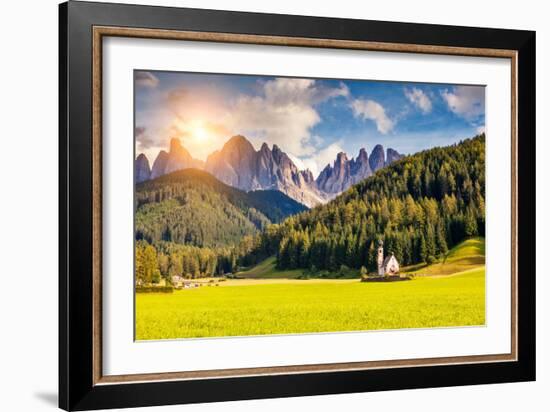 Countryside View of the Valley Santa Maddalena in the National Park Puez Odle or Geisler (Val Di Fu-Leonid Tit-Framed Photographic Print