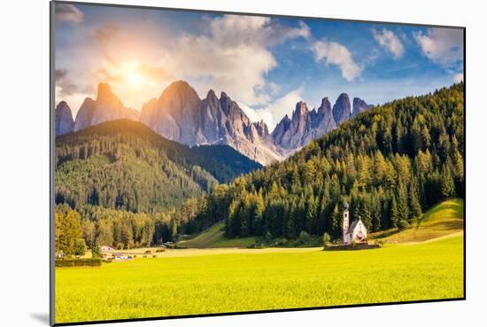 Countryside View of the Valley Santa Maddalena in the National Park Puez Odle or Geisler (Val Di Fu-Leonid Tit-Mounted Photographic Print