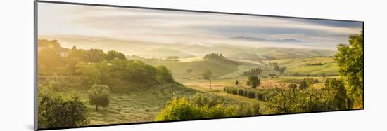 Countryside View with Farmhouse and Hills, Tuscany (Toscana), Italy-Peter Adams-Mounted Photographic Print