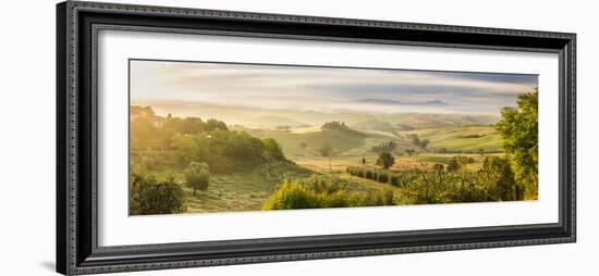 Countryside View with Farmhouse and Hills, Tuscany (Toscana), Italy-Peter Adams-Framed Photographic Print