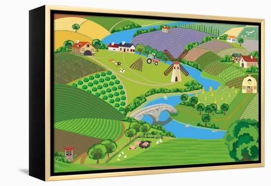 Countryside-Milovelen-Framed Stretched Canvas