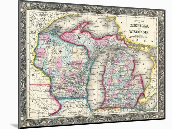 County map of Michigan and Wis-Dan Sproul-Mounted Art Print