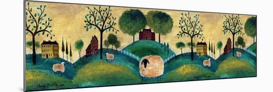 Counyrt Folk Art Sheep Farm Border-Cheryl Bartley-Mounted Giclee Print