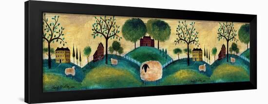 Counyrt Folk Art Sheep Farm Border-Cheryl Bartley-Framed Giclee Print