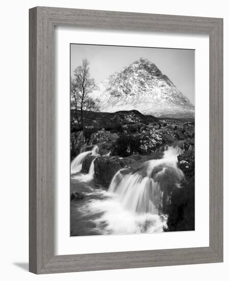 Coupall Falls and Buachaille Etive Mor in Winter, Glencoe, Scotland, UK-Nadia Isakova-Framed Photographic Print