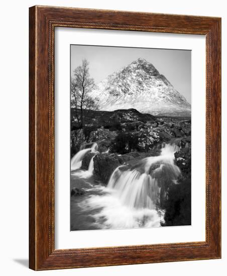 Coupall Falls and Buachaille Etive Mor in Winter, Glencoe, Scotland, UK-Nadia Isakova-Framed Photographic Print