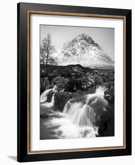 Coupall Falls and Buachaille Etive Mor in Winter, Glencoe, Scotland, UK-Nadia Isakova-Framed Photographic Print