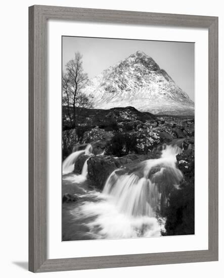 Coupall Falls and Buachaille Etive Mor in Winter, Glencoe, Scotland, UK-Nadia Isakova-Framed Photographic Print