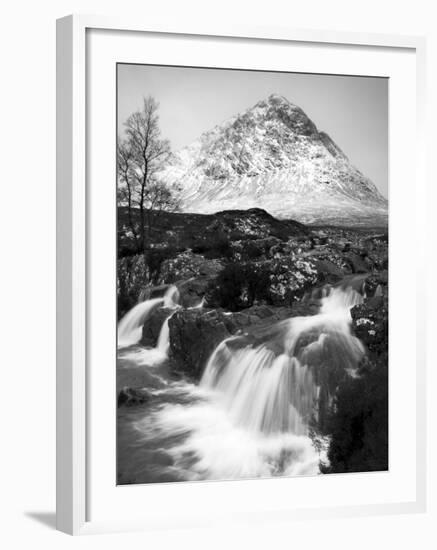 Coupall Falls and Buachaille Etive Mor in Winter, Glencoe, Scotland, UK-Nadia Isakova-Framed Photographic Print