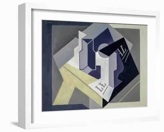 Coupe De Fruit Et Journal  (Fruit Bowl and Newspaper) Peinture De Juan Gris (1887-1927) - 1920 - O-Juan Gris-Framed Giclee Print