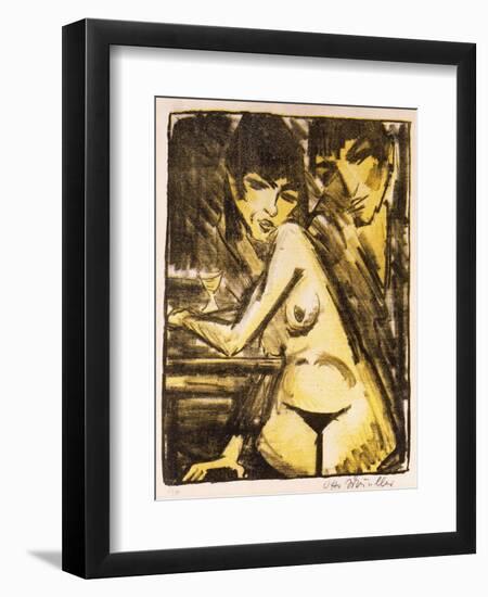 Couple at a Table (Self Portrait with Maschka - Absinthe Drinker)-Otto Mueller-Framed Giclee Print