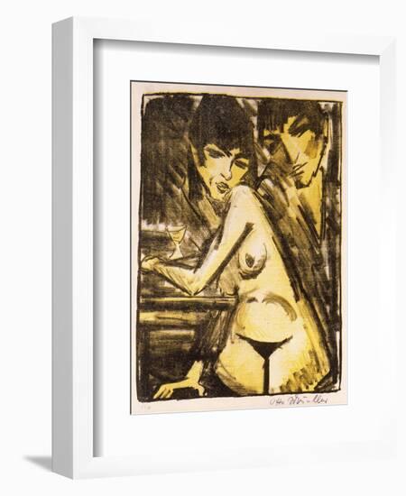 Couple at a Table (Self Portrait with Maschka - Absinthe Drinker)-Otto Mueller-Framed Giclee Print