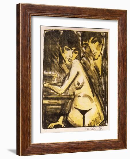 Couple at a Table (Self Portrait with Maschka - Absinthe Drinker)-Otto Mueller-Framed Giclee Print