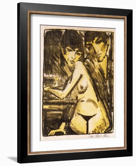 Couple at a Table (Self Portrait with Maschka - Absinthe Drinker)-Otto Mueller-Framed Giclee Print