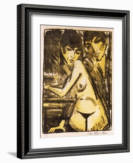 Couple at a Table (Self Portrait with Maschka - Absinthe Drinker)-Otto Mueller-Framed Giclee Print