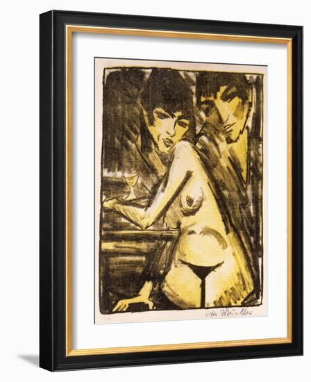 Couple at a Table (Self Portrait with Maschka - Absinthe Drinker)-Otto Mueller-Framed Giclee Print