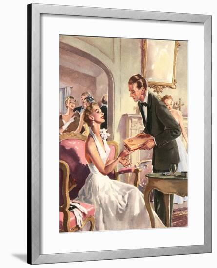 Couple at Fancy Dress Ball-null-Framed Art Print