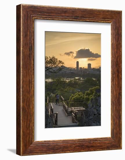 Couple at Fukuoka Castle Ruins at Sunset, Fukuoka, Kyushu, Japan-Ian Trower-Framed Photographic Print