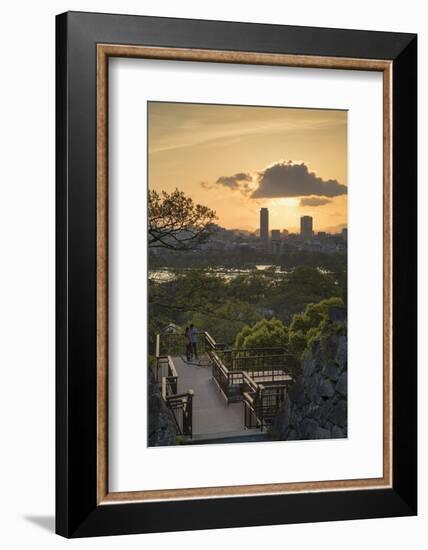 Couple at Fukuoka Castle Ruins at Sunset, Fukuoka, Kyushu, Japan-Ian Trower-Framed Photographic Print