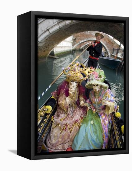 Couple at the Annual Carnival Festival Enjoy Gondola Ride, Venice, Italy-Jim Zuckerman-Framed Premier Image Canvas