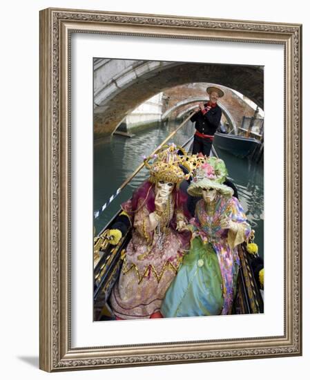 Couple at the Annual Carnival Festival Enjoy Gondola Ride, Venice, Italy-Jim Zuckerman-Framed Photographic Print