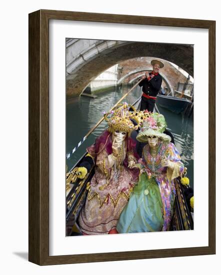 Couple at the Annual Carnival Festival Enjoy Gondola Ride, Venice, Italy-Jim Zuckerman-Framed Photographic Print