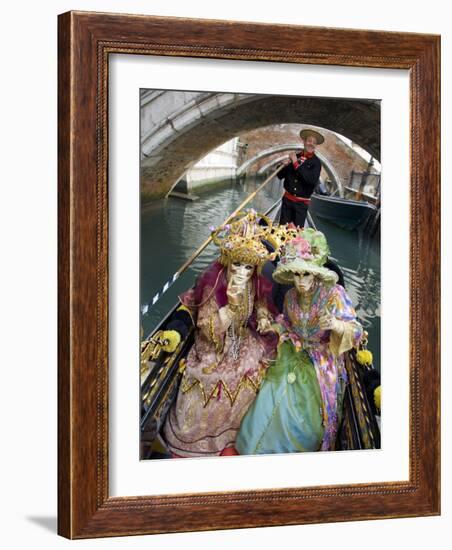 Couple at the Annual Carnival Festival Enjoy Gondola Ride, Venice, Italy-Jim Zuckerman-Framed Photographic Print