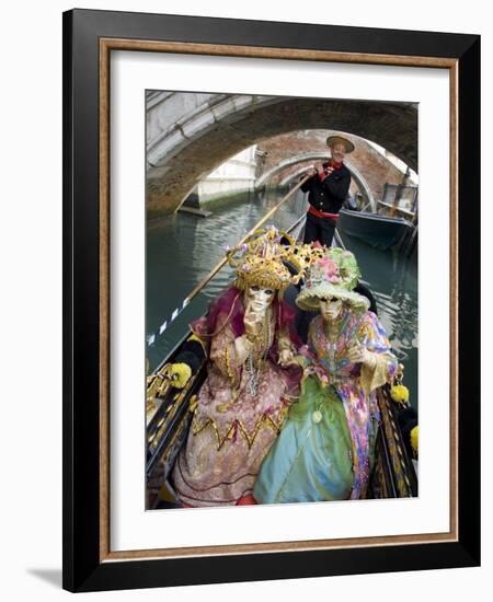 Couple at the Annual Carnival Festival Enjoy Gondola Ride, Venice, Italy-Jim Zuckerman-Framed Photographic Print