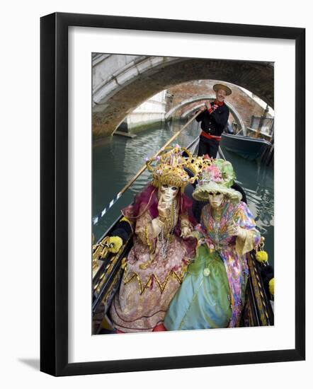 Couple at the Annual Carnival Festival Enjoy Gondola Ride, Venice, Italy-Jim Zuckerman-Framed Photographic Print