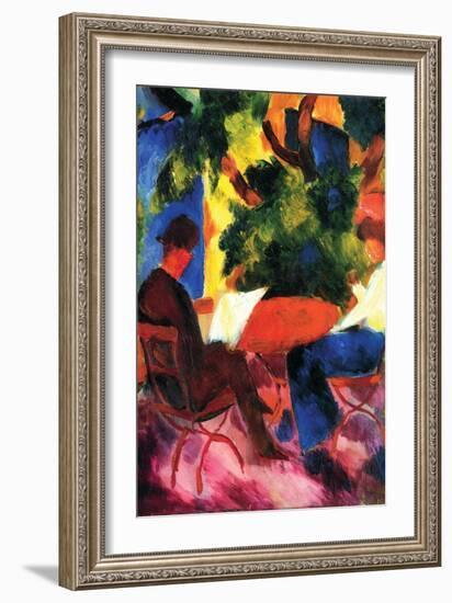 Couple At The Garden Table-Auguste Macke-Framed Art Print