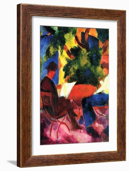 Couple At The Garden Table-Auguste Macke-Framed Art Print