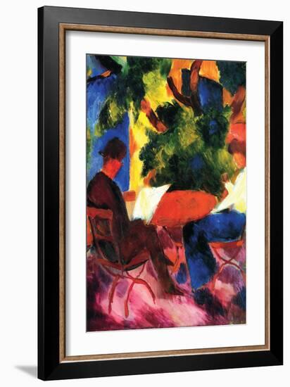 Couple At The Garden Table-Auguste Macke-Framed Art Print