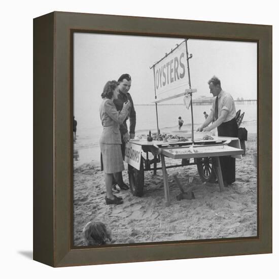 Couple Buying Seafood at Blackpool Beach-Ian Smith-Framed Premier Image Canvas