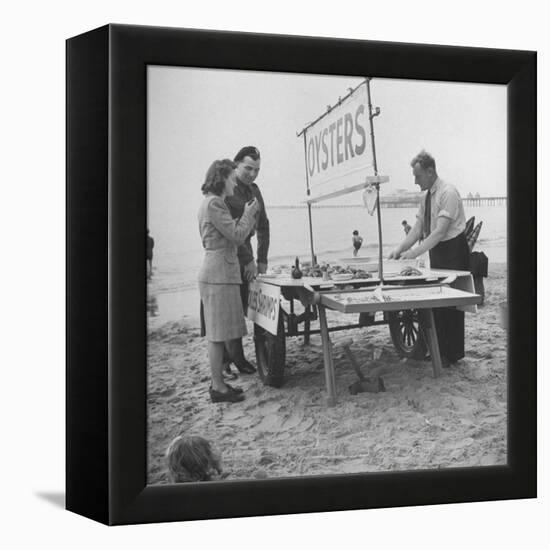 Couple Buying Seafood at Blackpool Beach-Ian Smith-Framed Premier Image Canvas