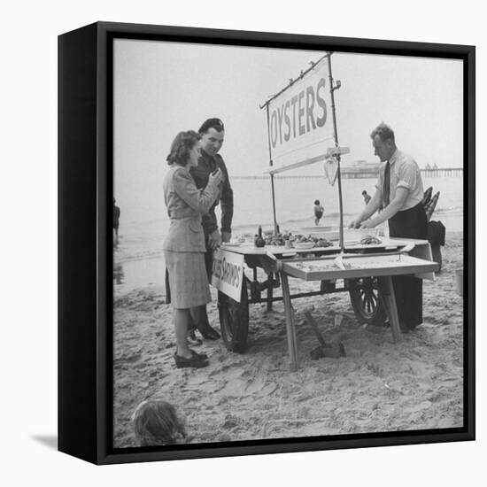 Couple Buying Seafood at Blackpool Beach-Ian Smith-Framed Premier Image Canvas