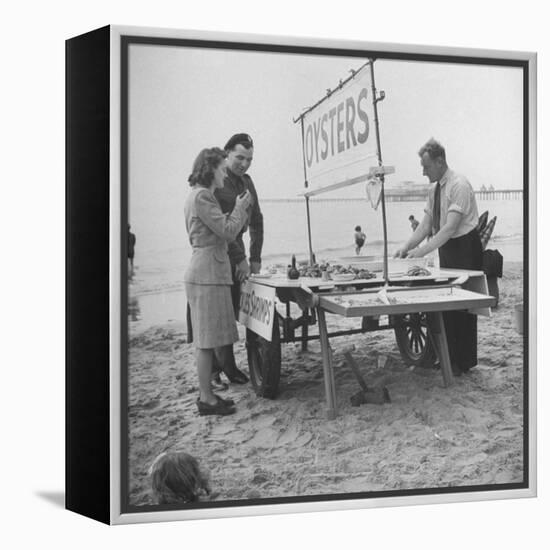 Couple Buying Seafood at Blackpool Beach-Ian Smith-Framed Premier Image Canvas