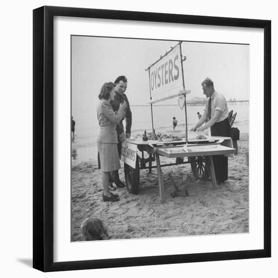 Couple Buying Seafood at Blackpool Beach-Ian Smith-Framed Photographic Print