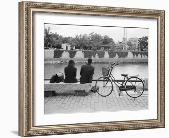 Couple by the Kyobashigawa River, Hiroshima, Japan-Walter Bibikow-Framed Photographic Print