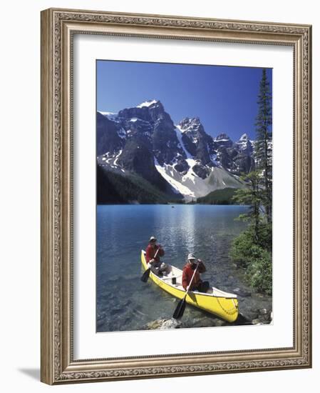 Couple Canoeing on Moraine Lake, Banff National Park, Alberta, Canada-Adam Jones-Framed Photographic Print