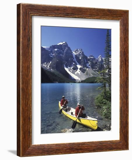 Couple Canoeing on Moraine Lake, Banff National Park, Alberta, Canada-Adam Jones-Framed Photographic Print