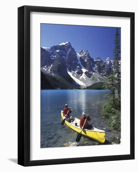 Couple Canoeing on Moraine Lake, Banff National Park, Alberta, Canada-Adam Jones-Framed Photographic Print