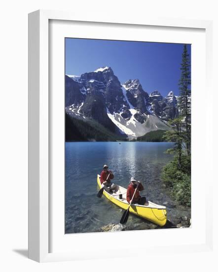 Couple Canoeing on Moraine Lake, Banff National Park, Alberta, Canada-Adam Jones-Framed Photographic Print