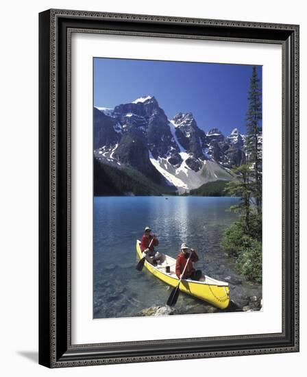 Couple Canoeing on Moraine Lake, Banff National Park, Alberta, Canada-Adam Jones-Framed Photographic Print