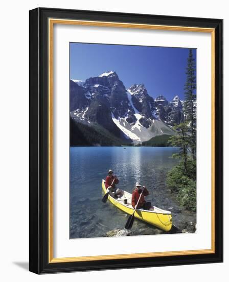 Couple Canoeing on Moraine Lake, Banff National Park, Alberta, Canada-Adam Jones-Framed Photographic Print