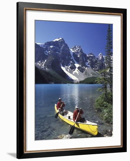 Couple Canoeing on Moraine Lake, Banff National Park, Alberta, Canada-Adam Jones-Framed Photographic Print