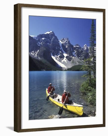 Couple Canoeing on Moraine Lake, Banff National Park, Alberta, Canada-Adam Jones-Framed Photographic Print